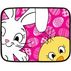 Easter Bunny And Chick  Double Sided Fleece Blanket (mini)  by Valentinaart