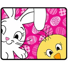 Easter Bunny And Chick  Double Sided Fleece Blanket (medium)  by Valentinaart