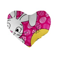 Easter Bunny And Chick  Standard 16  Premium Flano Heart Shape Cushions by Valentinaart