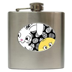 Easter Bunny And Chick  Hip Flask (6 Oz) by Valentinaart