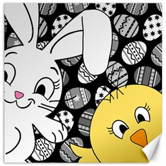 Easter Bunny And Chick  Canvas 12  X 12   by Valentinaart