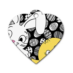 Easter Bunny And Chick  Dog Tag Heart (two Sides) by Valentinaart