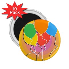 Birthday Party Balloons Colourful Cartoon Illustration Of A Bunch Of Party Balloon 2 25  Magnets (10 Pack)  by Nexatart