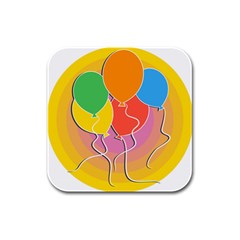 Birthday Party Balloons Colourful Cartoon Illustration Of A Bunch Of Party Balloon Rubber Square Coaster (4 Pack)  by Nexatart