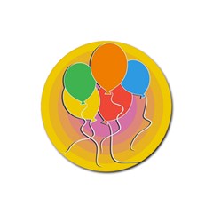 Birthday Party Balloons Colourful Cartoon Illustration Of A Bunch Of Party Balloon Rubber Coaster (round)  by Nexatart