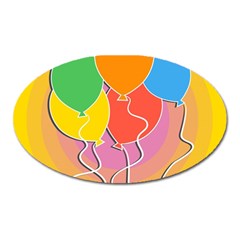 Birthday Party Balloons Colourful Cartoon Illustration Of A Bunch Of Party Balloon Oval Magnet