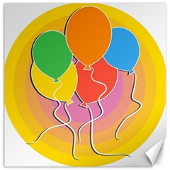 Birthday Party Balloons Colourful Cartoon Illustration Of A Bunch Of Party Balloon Canvas 12  X 12   by Nexatart