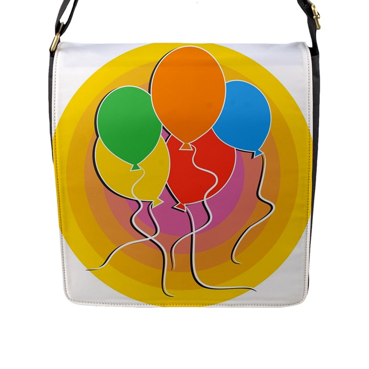 Birthday Party Balloons Colourful Cartoon Illustration Of A Bunch Of Party Balloon Flap Messenger Bag (L) 