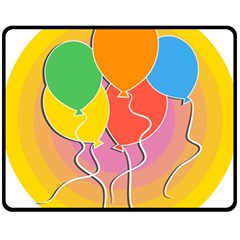 Birthday Party Balloons Colourful Cartoon Illustration Of A Bunch Of Party Balloon Double Sided Fleece Blanket (medium) 
