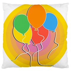 Birthday Party Balloons Colourful Cartoon Illustration Of A Bunch Of Party Balloon Large Flano Cushion Case (two Sides) by Nexatart