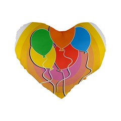 Birthday Party Balloons Colourful Cartoon Illustration Of A Bunch Of Party Balloon Standard 16  Premium Flano Heart Shape Cushions by Nexatart