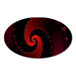 Red Fractal Spiral Oval Magnet Front