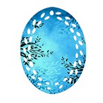 Blue Night Portrait Background Oval Filigree Ornament (Two Sides) Back