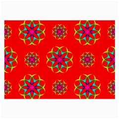 Rainbow Colors Geometric Circles Seamless Pattern On Red Background Large Glasses Cloth by Nexatart