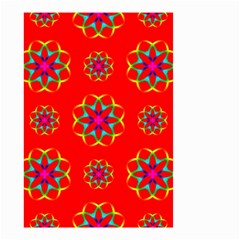 Rainbow Colors Geometric Circles Seamless Pattern On Red Background Small Garden Flag (two Sides) by Nexatart