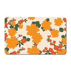 Vintage Floral Wallpaper Background In Shades Of Orange Magnet (rectangular) by Nexatart