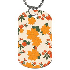 Vintage Floral Wallpaper Background In Shades Of Orange Dog Tag (two Sides) by Nexatart