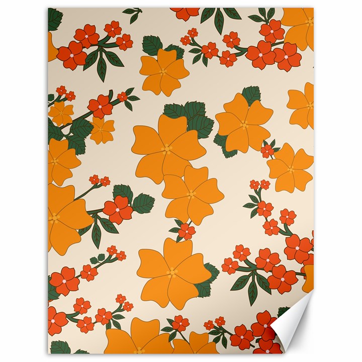 Vintage Floral Wallpaper Background In Shades Of Orange Canvas 18  x 24  