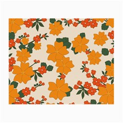 Vintage Floral Wallpaper Background In Shades Of Orange Small Glasses Cloth (2-side) by Nexatart