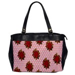 Pink Polka Dot Background With Red Roses Office Handbags Front