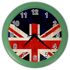 Flag Of Britain Grunge Union Jack Flag Background Color Wall Clocks by Nexatart