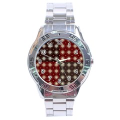 Decorative Pattern With Flowers Digital Computer Graphic Stainless Steel Analogue Watch