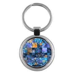 Blue Squares Abstract Background Of Blue And Purple Squares Key Chains (round)  by Nexatart