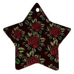 A Red Rose Tiling Pattern Star Ornament (two Sides) by Nexatart