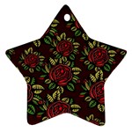 A Red Rose Tiling Pattern Star Ornament (Two Sides) Front