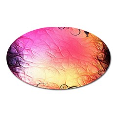 Floral Frame Surrealistic Oval Magnet by Nexatart
