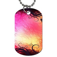 Floral Frame Surrealistic Dog Tag (one Side) by Nexatart