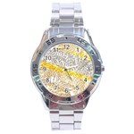 Abstract Composition Digital Processing Stainless Steel Analogue Watch Front
