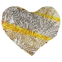 Abstract Composition Digital Processing Large 19  Premium Heart Shape Cushions by Nexatart