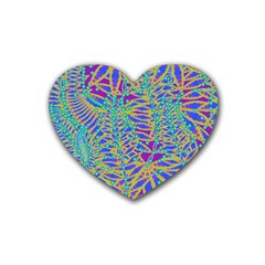 Abstract Floral Background Rubber Coaster (Heart) 