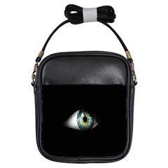Eye On The Black Background Girls Sling Bags by Nexatart