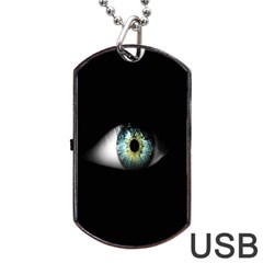 Eye On The Black Background Dog Tag Usb Flash (one Side) by Nexatart