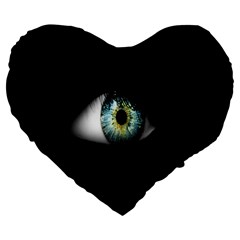 Eye On The Black Background Large 19  Premium Heart Shape Cushions by Nexatart