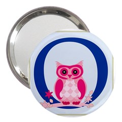 Alphabet Letter O With Owl Illustration Ideal For Teaching Kids 3  Handbag Mirrors by Nexatart