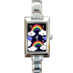 Rainbow Animation Rectangle Italian Charm Watch by Nexatart