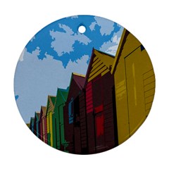 Brightly Colored Dressing Huts Ornament (round) by Nexatart