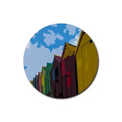 Brightly Colored Dressing Huts Rubber Round Coaster (4 Pack)  by Nexatart