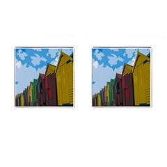 Brightly Colored Dressing Huts Cufflinks (square) by Nexatart