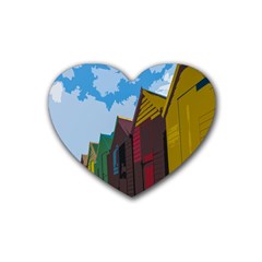 Brightly Colored Dressing Huts Heart Coaster (4 Pack)  by Nexatart