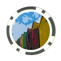 Brightly Colored Dressing Huts Poker Chip Card Guard by Nexatart