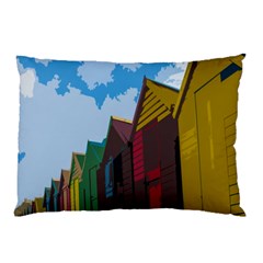 Brightly Colored Dressing Huts Pillow Case by Nexatart
