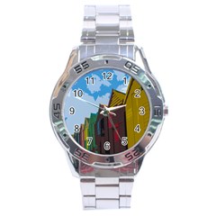 Brightly Colored Dressing Huts Stainless Steel Analogue Watch by Nexatart