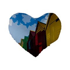 Brightly Colored Dressing Huts Standard 16  Premium Heart Shape Cushions by Nexatart