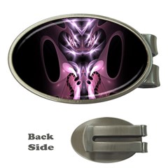 Angry Mantis Fractal In Shades Of Purple Money Clips (oval)  by Nexatart