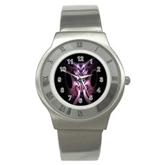 Angry Mantis Fractal In Shades Of Purple Stainless Steel Watch by Nexatart