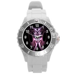 Angry Mantis Fractal In Shades Of Purple Round Plastic Sport Watch (l) by Nexatart